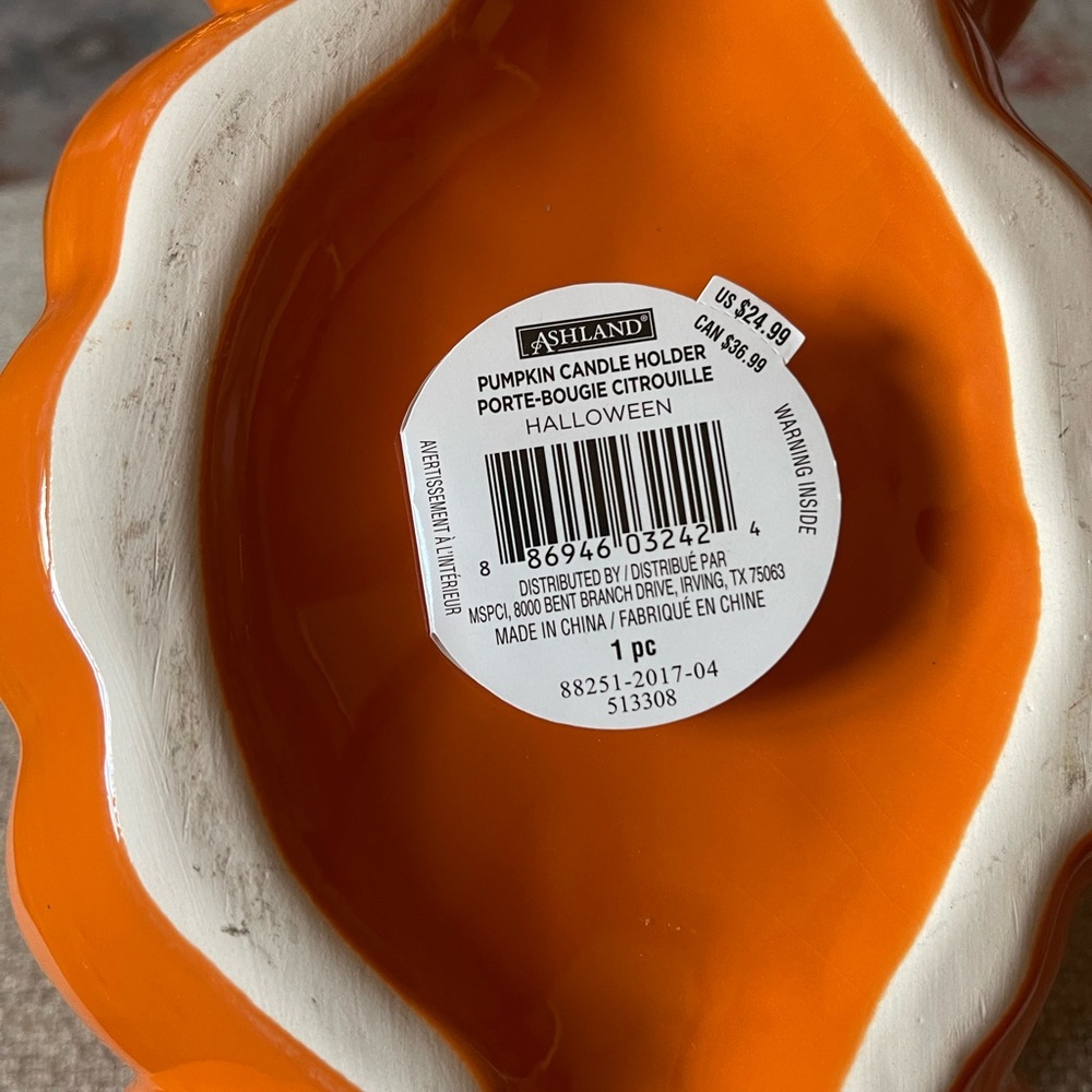 Two Ashland Pumpkin Candle Holders in Vibrant Orange - Picture 3 of 6